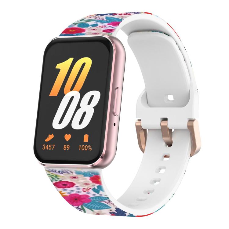 xDfind Gold Buckle Printed Silicone Watch Band, For Samsung Galaxy Fit3