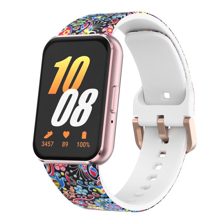 xDfind Gold Buckle Printed Silicone Watch Band, For Samsung Galaxy Fit3