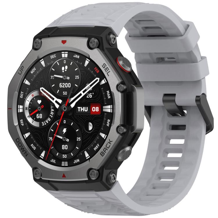 xDfind Solid Color Black Buckle Silicone Watch Band, For Amazfit T-Rex 3