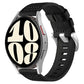 Black nylon watch band with a silver smartwatch