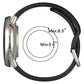 Black silicone watch band shown fitted to a watch, sized for 5.6 to 8.5 inch wrists