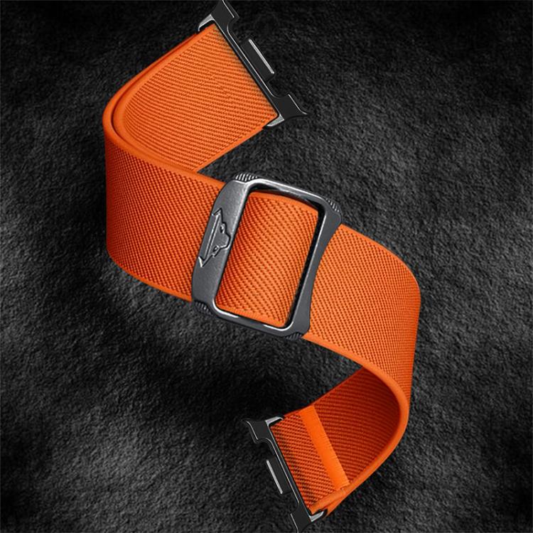 Orange elastic nylon watch band with metal buckle and watch connectors