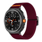 Burgundy elastic nylon watch band shown on a black smartwatch