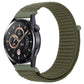 xDfind olive green ribbed nylon watch band with hook-and-loop closure on a black watch