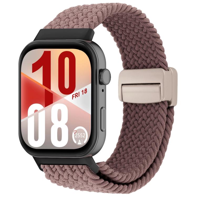 Mauve woven magnetic loop watch band with light metal clasp