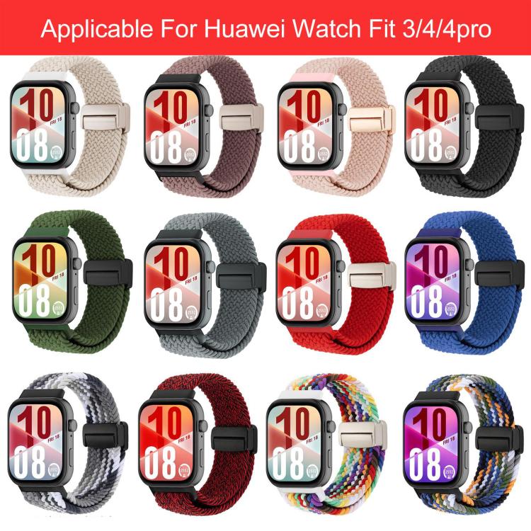 Woven magnetic loop watch bands shown in multiple colors