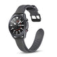 Gray leather watch strap with buckle and stitched holes for Galaxy Watch