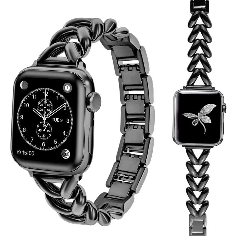xDfind black V-shaped metal watch band shown with compatible watch cases