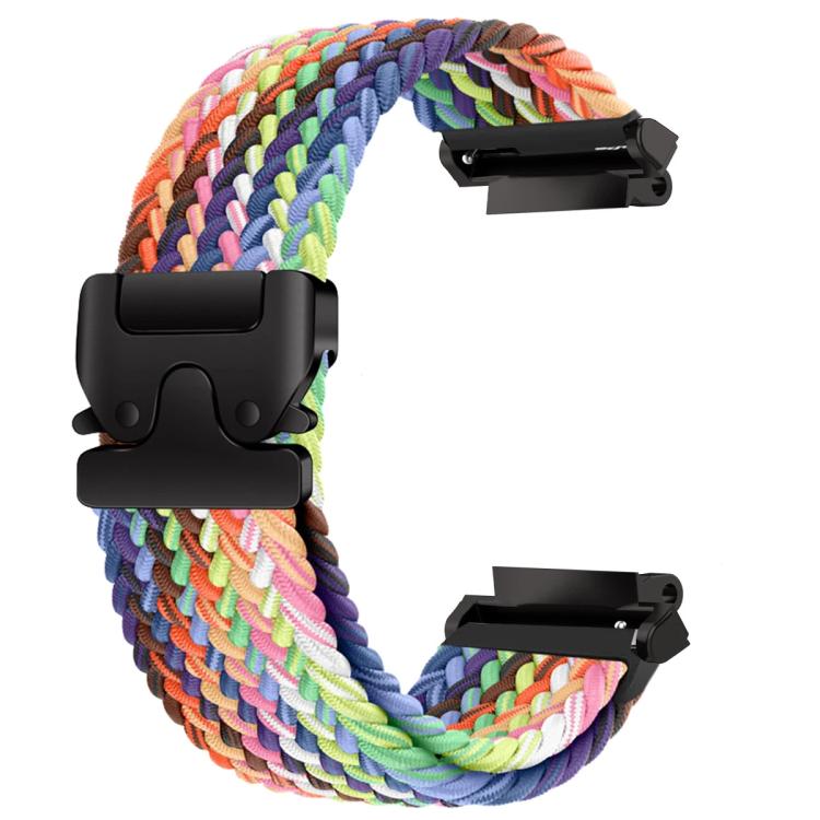 Braided watch band with snap buckle in pastel rainbow colors
