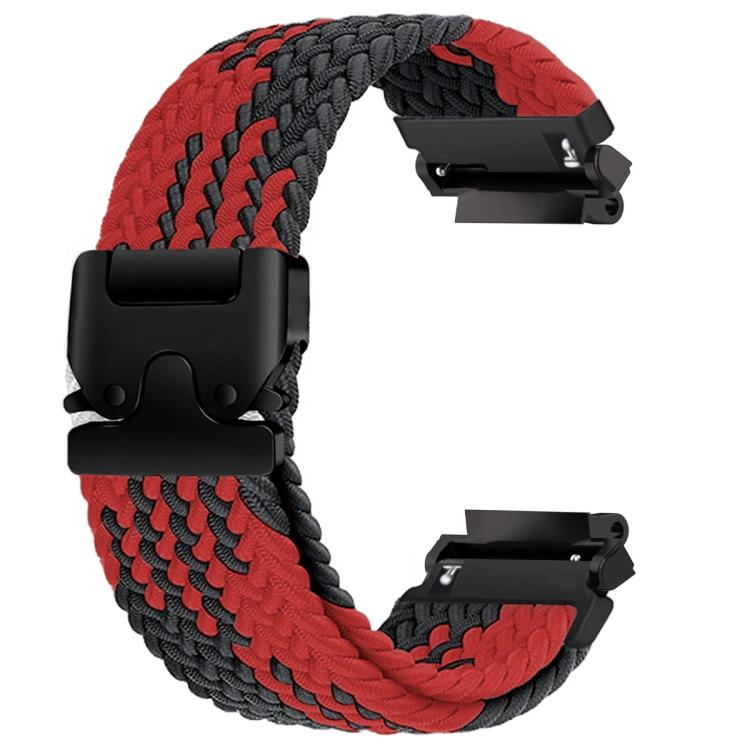 Braided black and red watch band with snap buckle