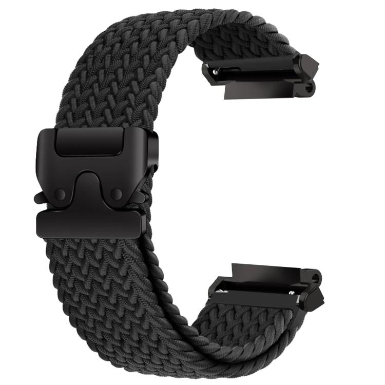 Braided black watch band with snap buckle