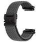 Gray braided watch band with a black snap buckle