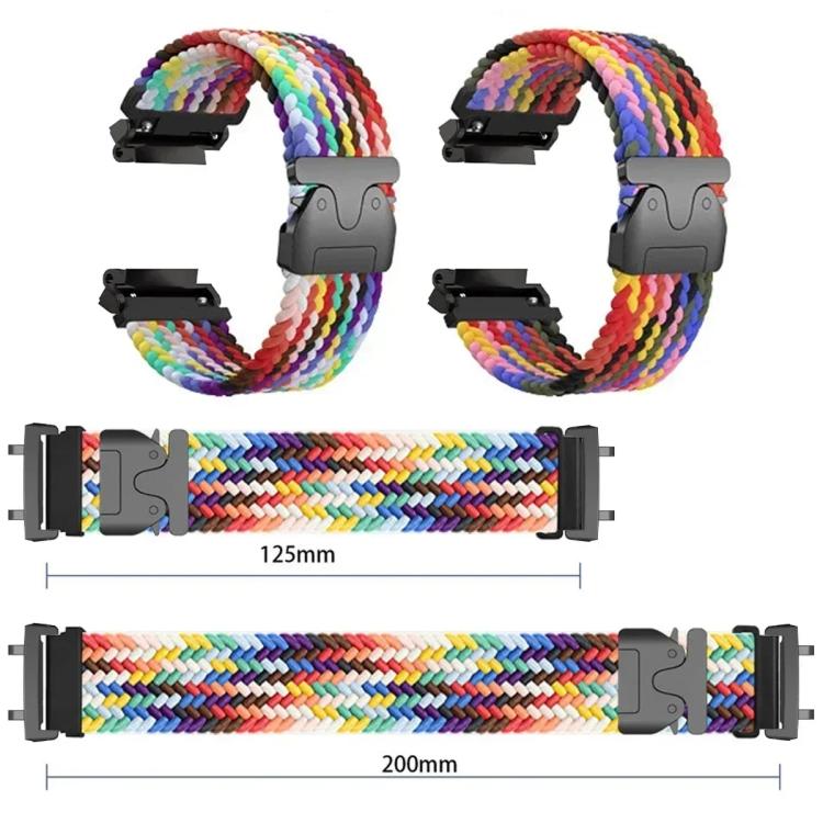 Multicolor braided watch bands shown in two styles with 125 mm and 200 mm lengths