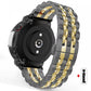 Black and gold stainless steel seven-bead watch band with butterfly clasp