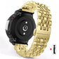 Gold stainless steel watch band with butterfly clasp and compatible watch