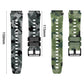 Black and gray and green camouflage silicone watch bands with buckle and length measurements