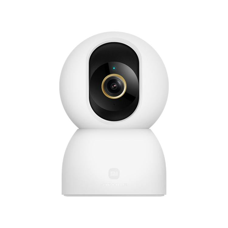 White Xiaomi indoor security dome camera with black lens, wide-angle cover