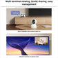White indoor security camera on a tabletop stand with lens facing forward