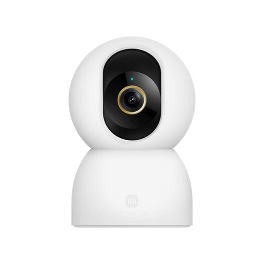 White Xiaomi indoor security dome camera with black lens, wide-angle cover
