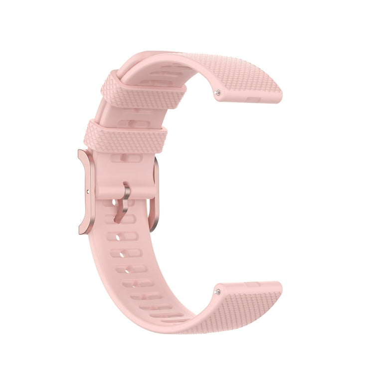 Light pink dot-textured silicone watch band with buckle and strap notches