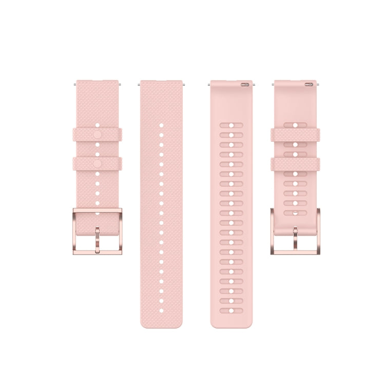 Light pink dot-textured silicone watch straps shown with buckles and hole rows