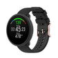 Dot-textured silicone watch strap in black, with adjustable buckle holes
