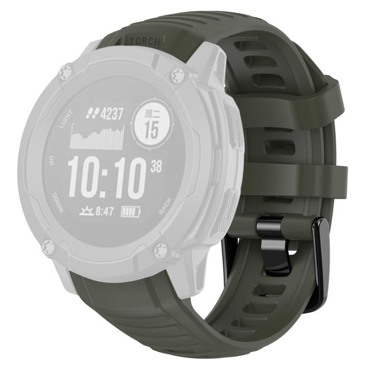 Dark green silicone watch band with a translucent white watch case overlay
