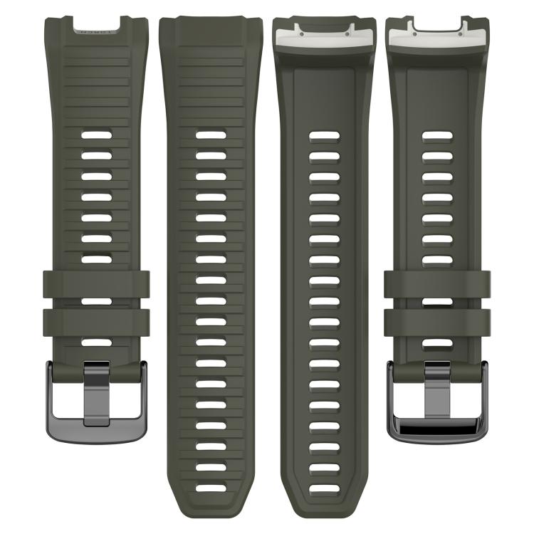 Dark green silicone watch band shown as four separate strap sections