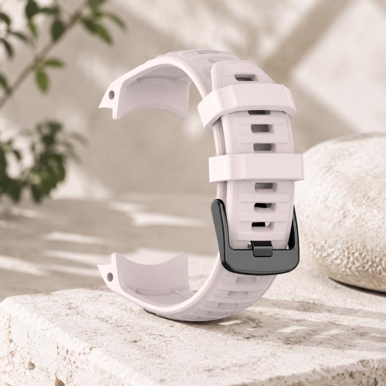 White silicone watch band with adjustable buckle and perforated strap