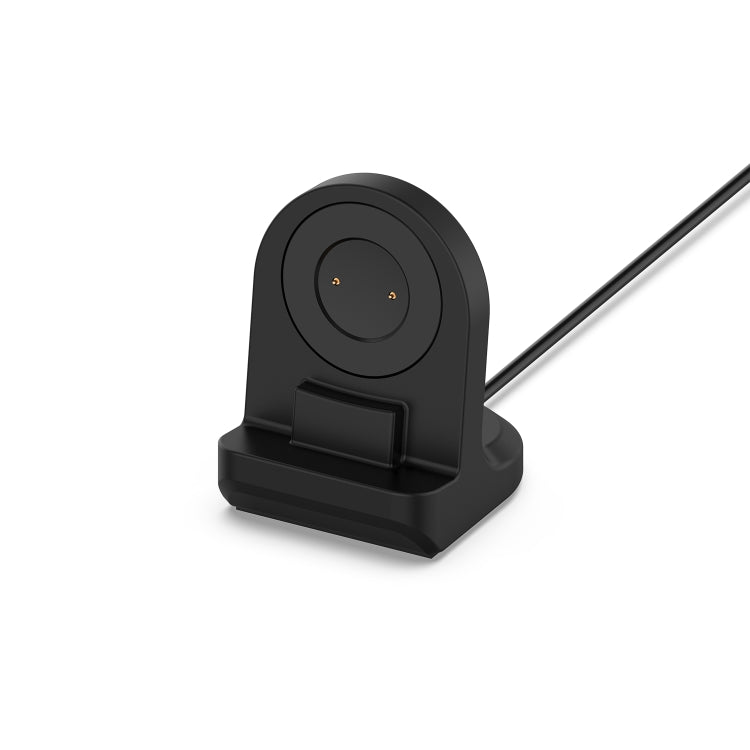 Black silicone watch charging stand base with cradle and cable opening