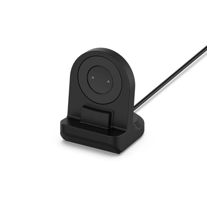 Black silicone watch charging stand base with cradle and cable opening