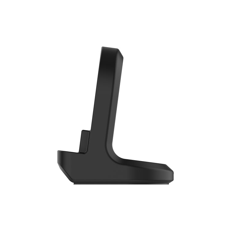 Black silicone watch charging stand side profile with raised dock