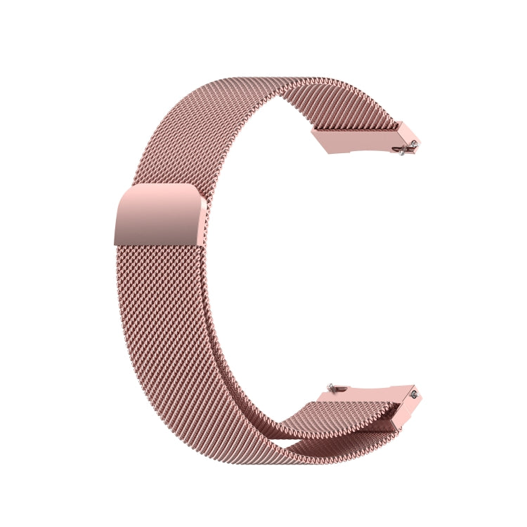 Rose pink milanese magnetic strap with side clasp and metal connectors