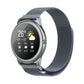 Milanese magnetic watch strap in space gray with round smartwatch and clasp
