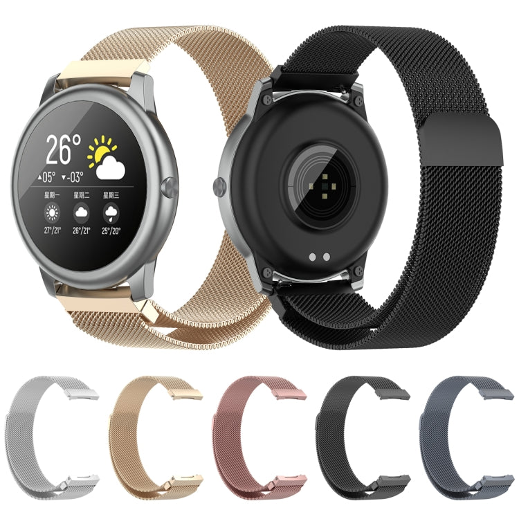 Magnetic Milanese watch strap, free size, with rose-beige and black mesh bands