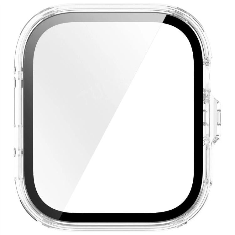 Front view of clear watch cover with black screen protector border