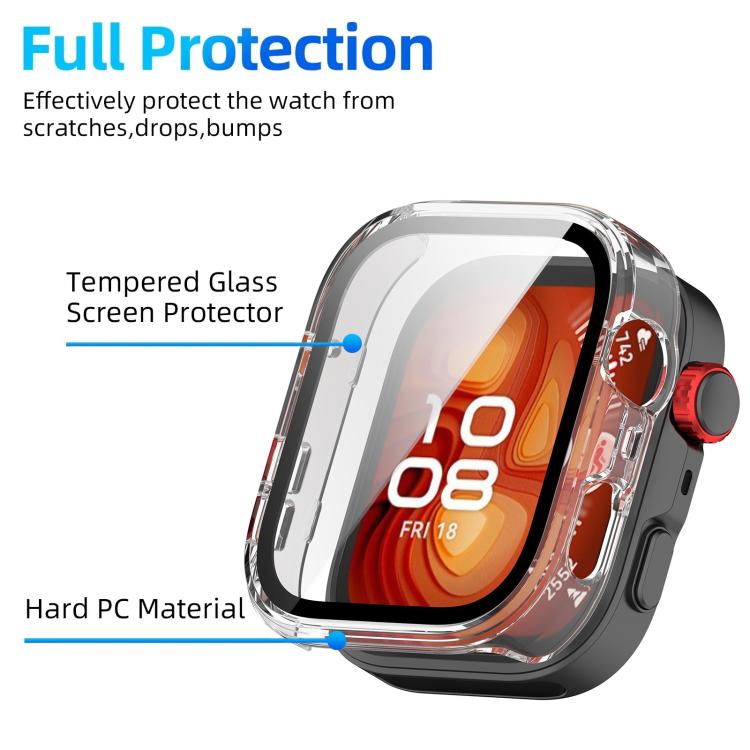 Clear watch cover showing tempered glass screen protector and hard PC case