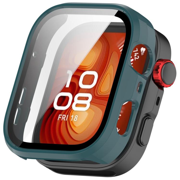 Teal PC watch protective cover with integrated tempered glass screen protector