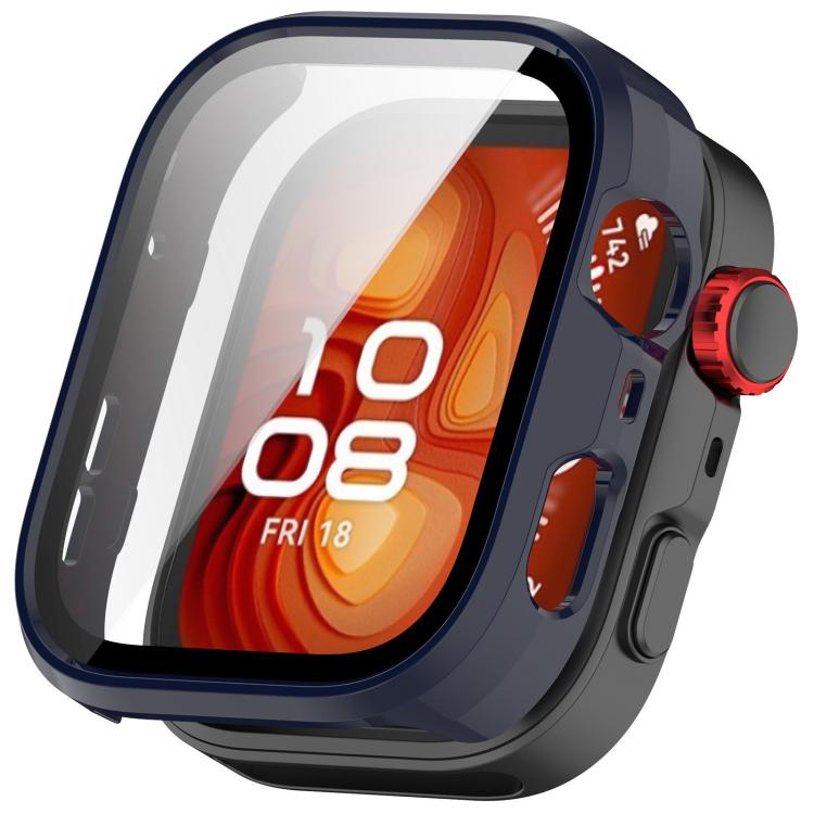 Navy PC watch protective cover with integrated tempered glass screen protector