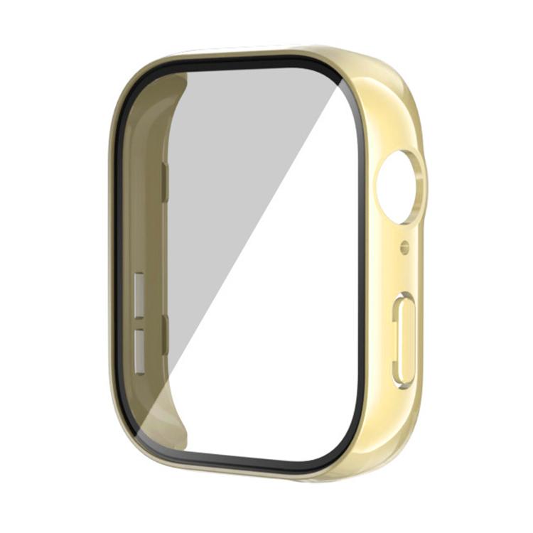 Gold watch protective cover with integrated screen film and side button cutouts.