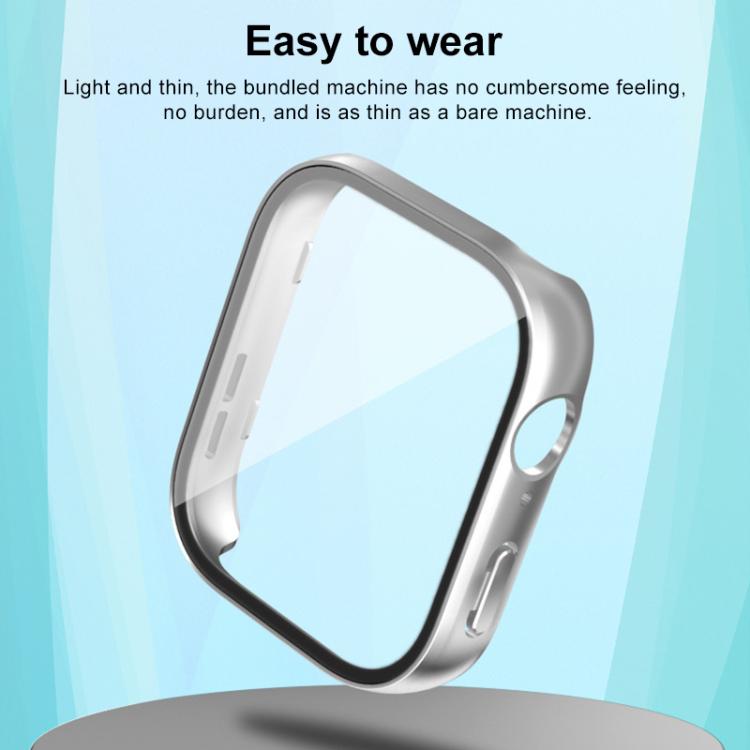 Silver watch protective cover with an integrated screen protector, shown at an angle
