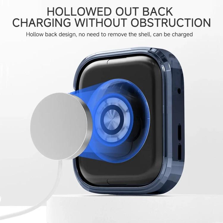 Watch protective cover with open back for charging, shown on a smartwatch