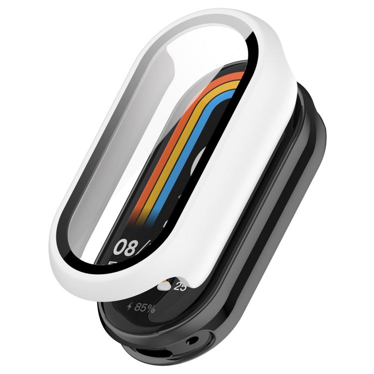 White watch band protective cover fitted over a smart band