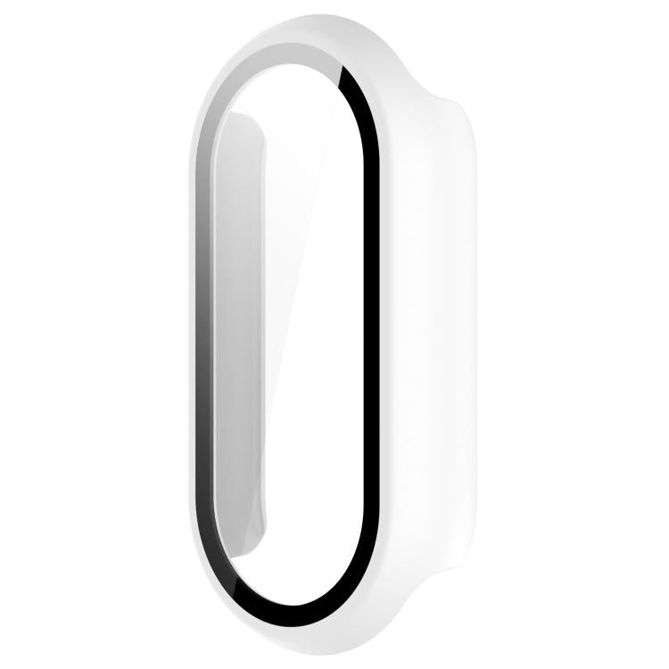 White watch band protective cover with integrated screen protector, front view