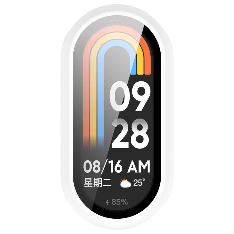 White watch band protective cover fitted around a smart band screen