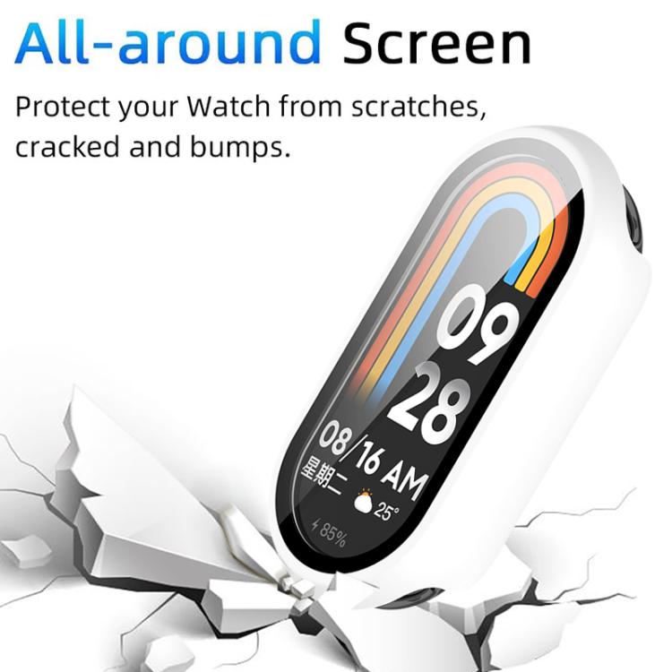 White watch band protective cover shown protecting the screen from impact