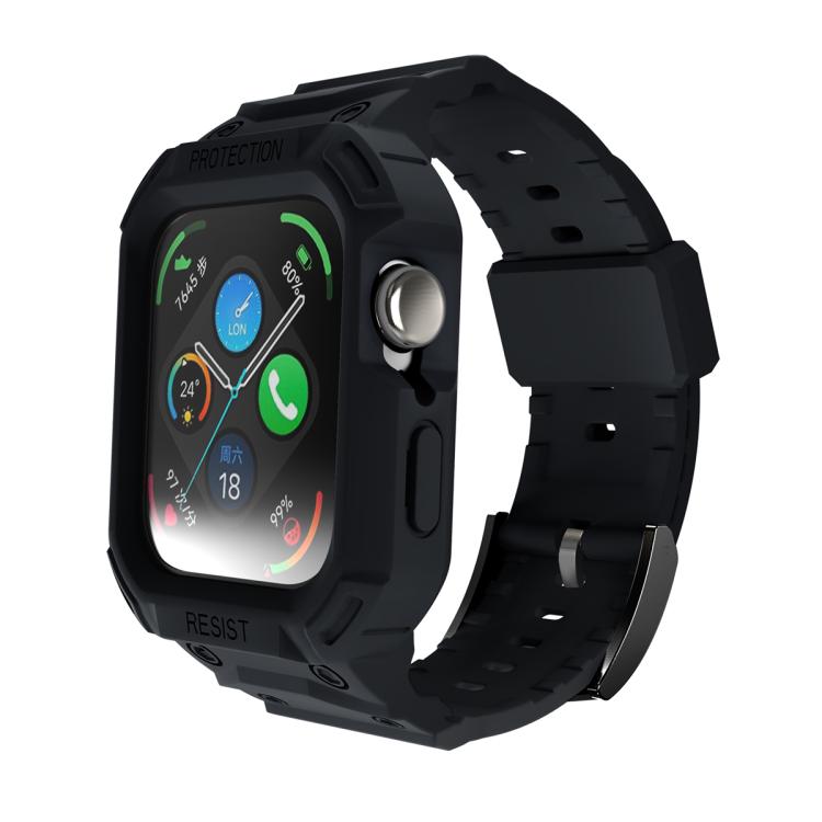 Black integrated TPU watch band with protective case and smartwatch face