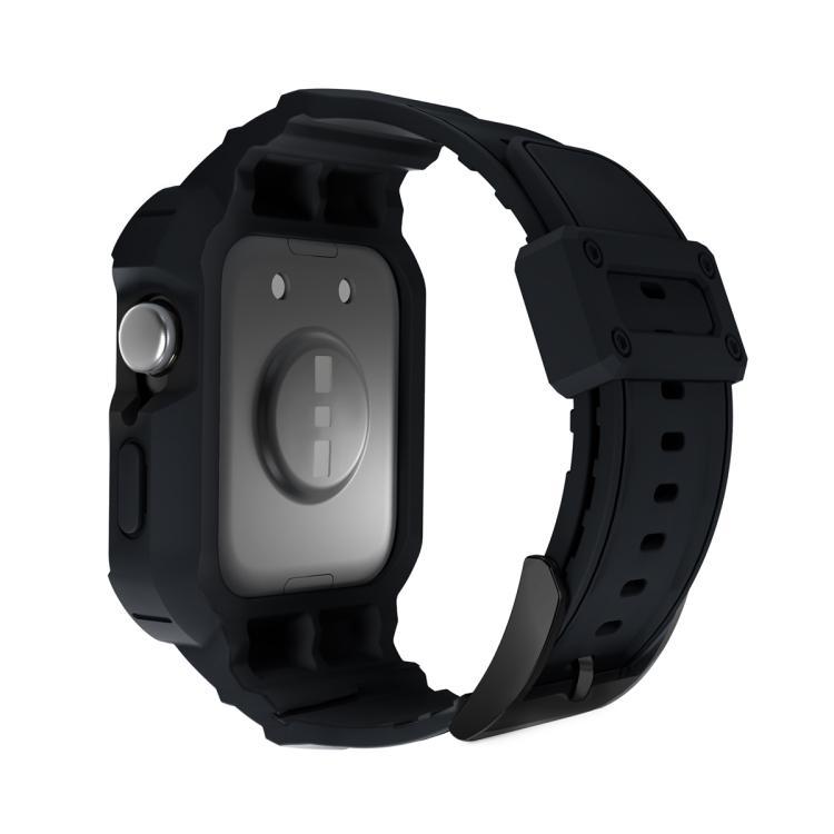 Black integrated TPU watch band and protective case, shown from the back