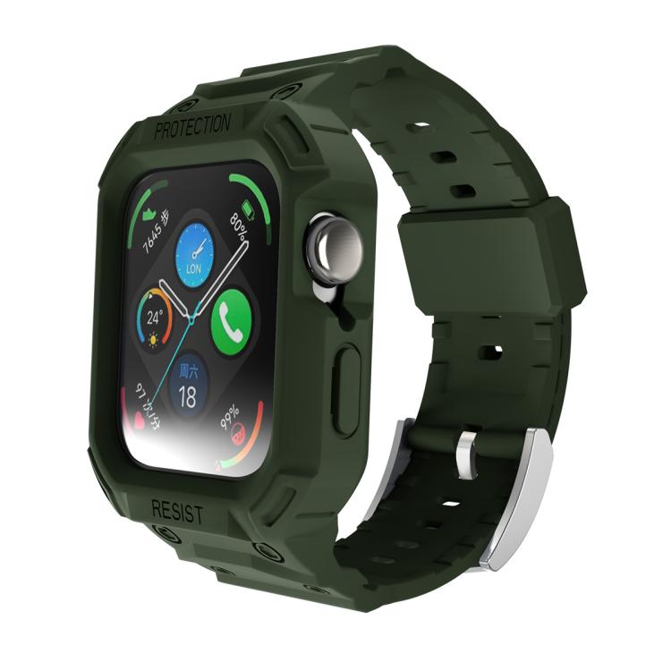 Army green integrated TPU watch band with protective case
