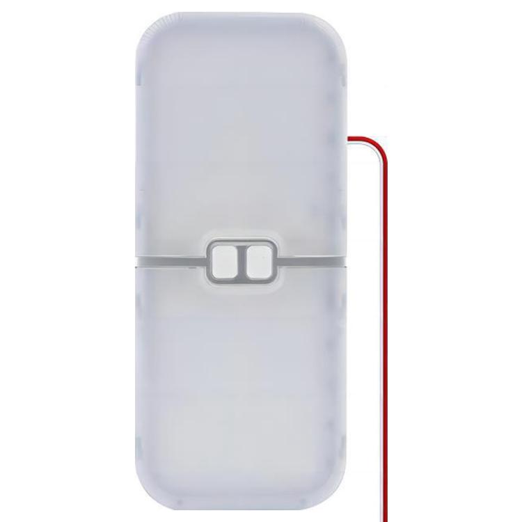 White RV LED roof light with central latch and red power wire connector